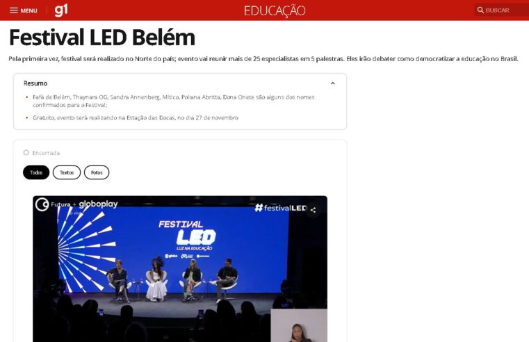 Festival LED em Belém: saiba como assistir à transmissão do g1