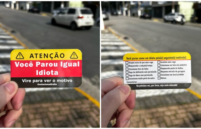 ‘Você parou igual idiota’: estudante cria cartão para dar recado a motoristas espaçosos